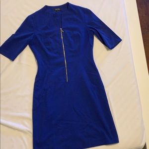 Tahari royal blue V neck dress with pockets
